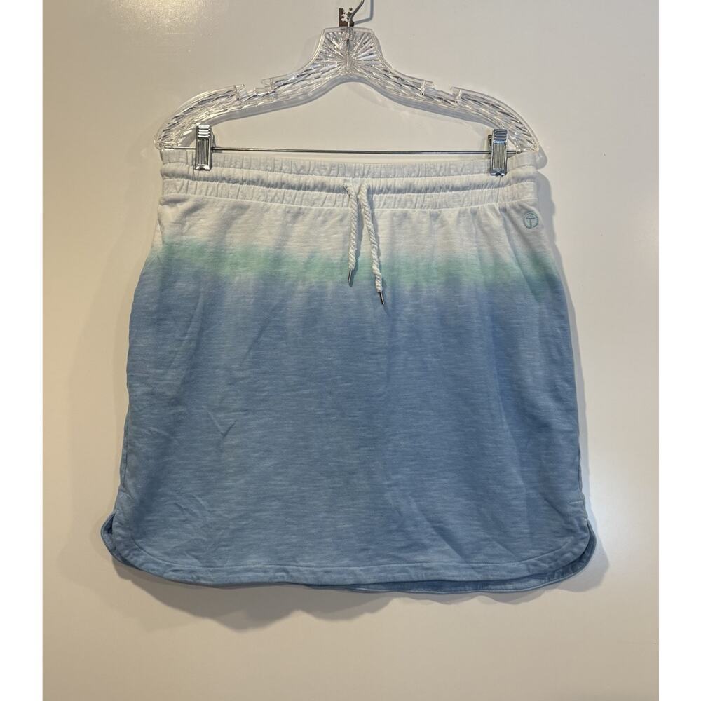 T by Talbots Blue Ombre French Terry Skirt Womens Medium Dip Dye Cotton Blend